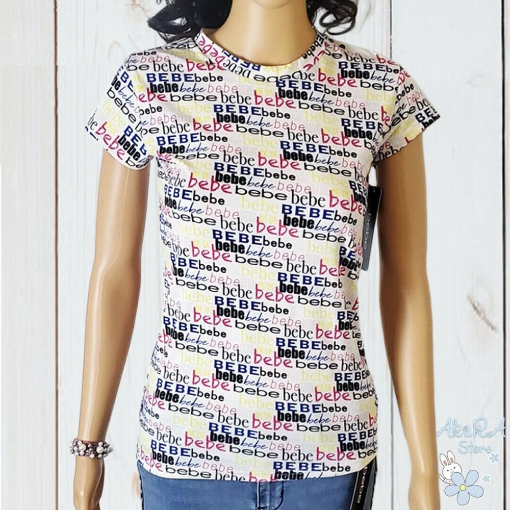NWT BEBE WOMEN'S WHITE SHORT SLEEVE T-SHIRT